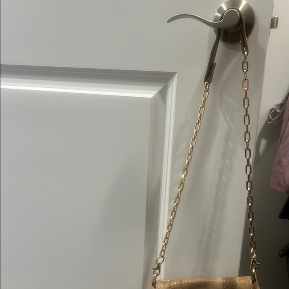 Tory Burch Tan Gold Leather Crossbody Bag / Clutch with gold chain - Picture 5 of 10